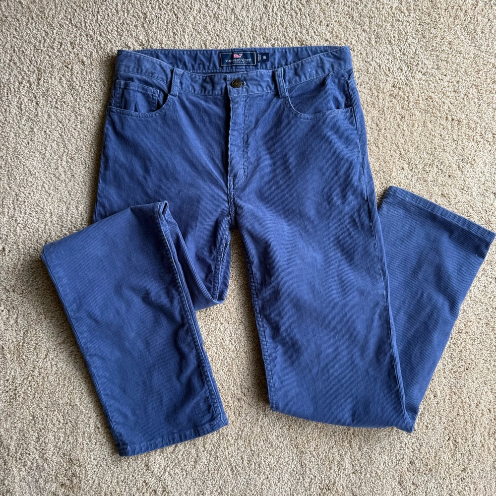 Vineyard Vines Boys Corduroy Pants Size 16 Blue Straight Casual Preppy